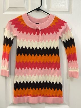 GAP Kids Pink + Orange Zigzag Knit Dress size 8